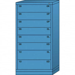 Lyon - 8 Drawer, Standard Eye-Level - Multiple Drawer Access Cabinet - Steel, 30" Wide x 28-1/4" Deep x 59-1/4" High, Wedgewood Blue - Exact Tooling