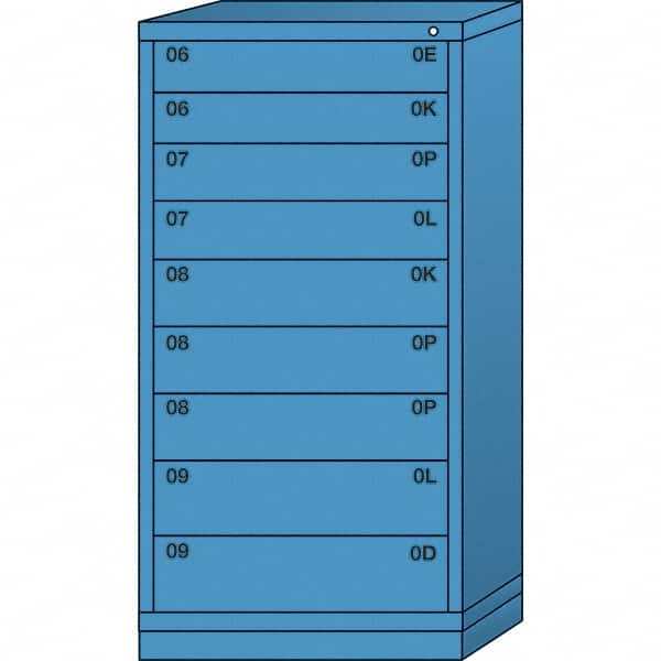 Lyon - 9 Drawer, Standard Eye-Level - Single Drawer Access Cabinet - Steel, 30" Wide x 28-1/4" Deep x 59-1/4" High, Wedgewood Blue - Exact Tooling