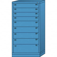 Lyon - 9 Drawer, Standard Eye-Level - Single Drawer Access Cabinet - Steel, 30" Wide x 28-1/4" Deep x 59-1/4" High, Wedgewood Blue - Exact Tooling
