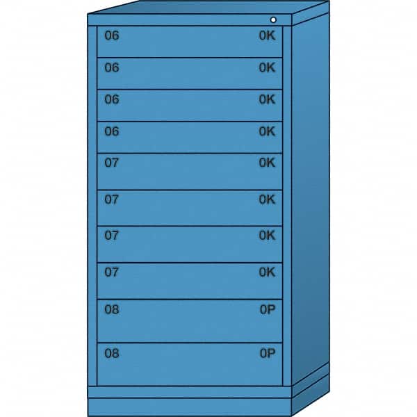 Lyon - 10 Drawer, Standard Eye-Level - Single Drawer Access Cabinet - Steel, 30" Wide x 28-1/4" Deep x 59-1/4" High, Wedgewood Blue - Exact Tooling