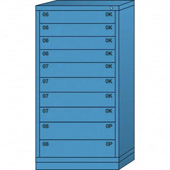 Lyon - 10 Drawer, Standard Eye-Level - Single Drawer Access Cabinet - Steel, 30" Wide x 28-1/4" Deep x 59-1/4" High, Wedgewood Blue - Exact Tooling