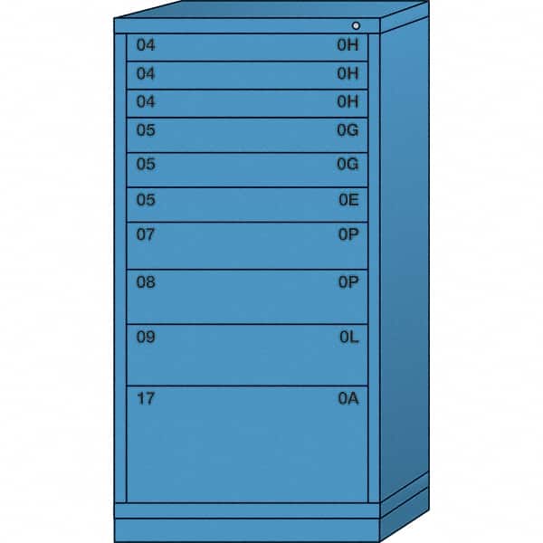 Lyon - 10 Drawer, Standard Eye-Level - Single Drawer Access Cabinet - Steel, 30" Wide x 28-1/4" Deep x 59-1/4" High, Wedgewood Blue - Exact Tooling