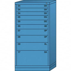 Lyon - 10 Drawer, Standard Eye-Level - Multiple Drawer Access Cabinet - Steel, 30" Wide x 28-1/4" Deep x 59-1/4" High, Wedgewood Blue - Exact Tooling