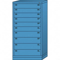 Lyon - 10 Drawer, Standard Eye-Level - Single Drawer Access Cabinet - Steel, 30" Wide x 28-1/4" Deep x 59-1/4" High, Wedgewood Blue - Exact Tooling