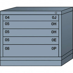 Lyon - 5 Drawer, Standard Desk Height - Single Drawer Access Cabinet - Steel, 30" Wide x 28-1/4" Deep x 26-7/8" High, Dove Gray - Exact Tooling