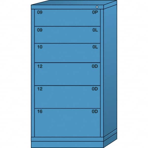 Lyon - 6 Drawer, Standard Eye-Level - Single Drawer Access Cabinet - Steel, 30" Wide x 28-1/4" Deep x 59-1/4" High, Wedgewood Blue - Exact Tooling