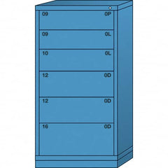Lyon - 6 Drawer, Standard Eye-Level - Multiple Drawer Access Cabinet - Steel, 30" Wide x 28-1/4" Deep x 59-1/4" High, Wedgewood Blue - Exact Tooling