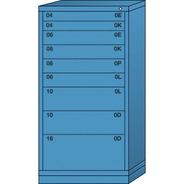 Lyon - 9 Drawer, Standard Eye-Level - Single Drawer Access Cabinet - Steel, 30" Wide x 28-1/4" Deep x 59-1/4" High, Wedgewood Blue - Exact Tooling