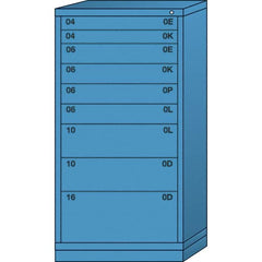 Lyon - 9 Drawer, Standard Eye-Level - Single Drawer Access Cabinet - Steel, 30" Wide x 28-1/4" Deep x 59-1/4" High, Wedgewood Blue - Exact Tooling