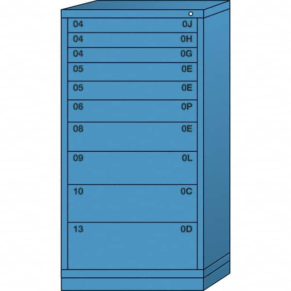 Lyon - 10 Drawer, Standard Eye-Level - Single Drawer Access Cabinet - Steel, 30" Wide x 28-1/4" Deep x 59-1/4" High, Wedgewood Blue - Exact Tooling