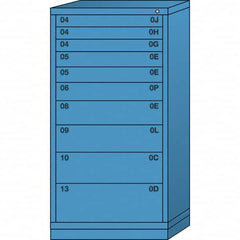 Lyon - 10 Drawer, Standard Eye-Level - Multiple Drawer Access Cabinet - Steel, 30" Wide x 28-1/4" Deep x 59-1/4" High, Wedgewood Blue - Exact Tooling