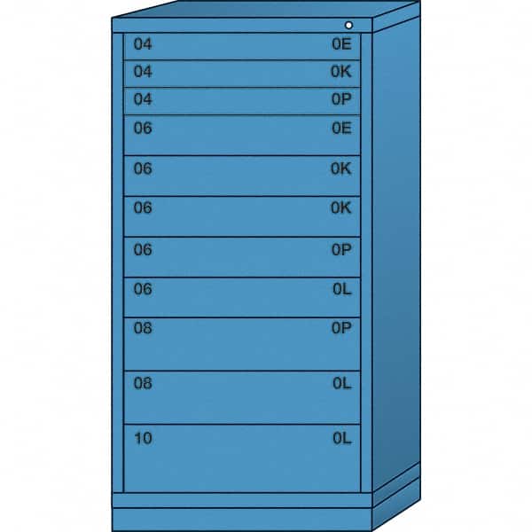 Lyon - 11 Drawer, Standard Eye-Level - Single Drawer Access Cabinet - Steel, 30" Wide x 28-1/4" Deep x 59-1/4" High, Wedgewood Blue - Exact Tooling