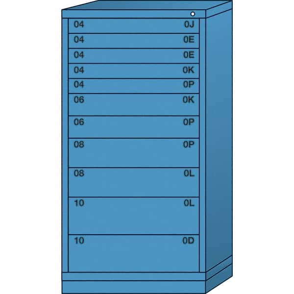 Lyon - 11 Drawer, Standard Eye-Level - Single Drawer Access Cabinet - Steel, 30" Wide x 28-1/4" Deep x 59-1/4" High, Wedgewood Blue - Exact Tooling