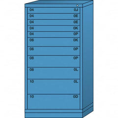 Lyon - 11 Drawer, Standard Eye-Level - Multiple Drawer Access Cabinet - Steel, 30" Wide x 28-1/4" Deep x 59-1/4" High, Wedgewood Blue - Exact Tooling