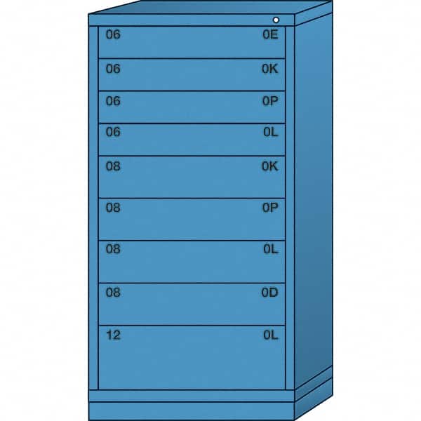 Lyon - 9 Drawer, Standard Eye-Level - Multiple Drawer Access Cabinet - Steel, 30" Wide x 28-1/4" Deep x 59-1/4" High, Wedgewood Blue - Exact Tooling