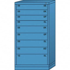 Lyon - 9 Drawer, Standard Eye-Level - Multiple Drawer Access Cabinet - Steel, 30" Wide x 28-1/4" Deep x 59-1/4" High, Wedgewood Blue - Exact Tooling