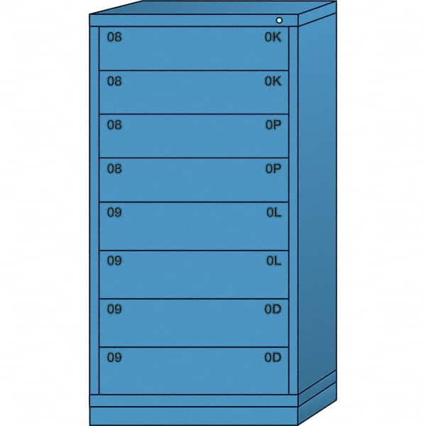 Lyon - 8 Drawer, Standard Eye-Level - Single Drawer Access Cabinet - Steel, 30" Wide x 28-1/4" Deep x 59-1/4" High, Wedgewood Blue - Exact Tooling