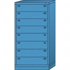 Lyon - 8 Drawer, Standard Eye-Level - Single Drawer Access Cabinet - Steel, 30" Wide x 28-1/4" Deep x 59-1/4" High, Wedgewood Blue - Exact Tooling