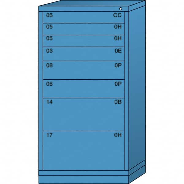Lyon - 8 Drawer, Standard Eye-Level - Single Drawer Access Cabinet - Steel, 30" Wide x 28-1/4" Deep x 59-1/4" High, Wedgewood Blue - Exact Tooling