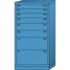 Lyon - 8 Drawer, Standard Eye-Level - Single Drawer Access Cabinet - Steel, 30" Wide x 28-1/4" Deep x 59-1/4" High, Wedgewood Blue - Exact Tooling