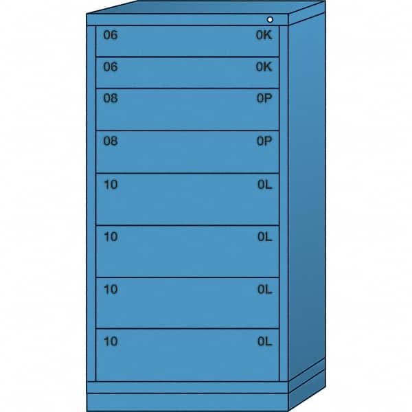 Lyon - 8 Drawer, Standard Eye-Level - Single Drawer Access Cabinet - Steel, 30" Wide x 28-1/4" Deep x 59-1/4" High, Wedgewood Blue - Exact Tooling