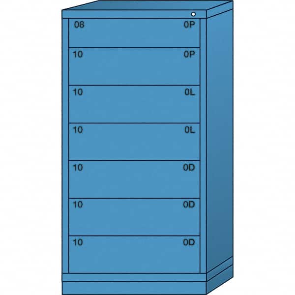Lyon - 7 Drawer, Standard Eye-Level - Multiple Drawer Access Cabinet - Steel, 30" Wide x 28-1/4" Deep x 59-1/4" High, Wedgewood Blue - Exact Tooling