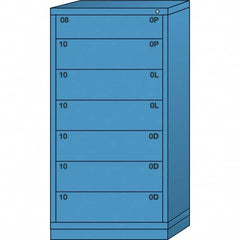 Lyon - 7 Drawer, Standard Eye-Level - Multiple Drawer Access Cabinet - Steel, 30" Wide x 28-1/4" Deep x 59-1/4" High, Wedgewood Blue - Exact Tooling