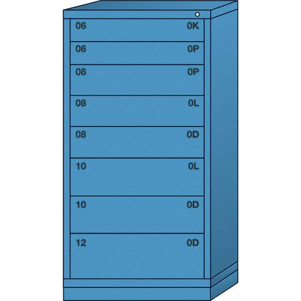 Lyon - 8 Drawer, Standard Eye-Level - Single Drawer Access Cabinet - Steel, 30" Wide x 28-1/4" Deep x 59-1/4" High, Wedgewood Blue - Exact Tooling