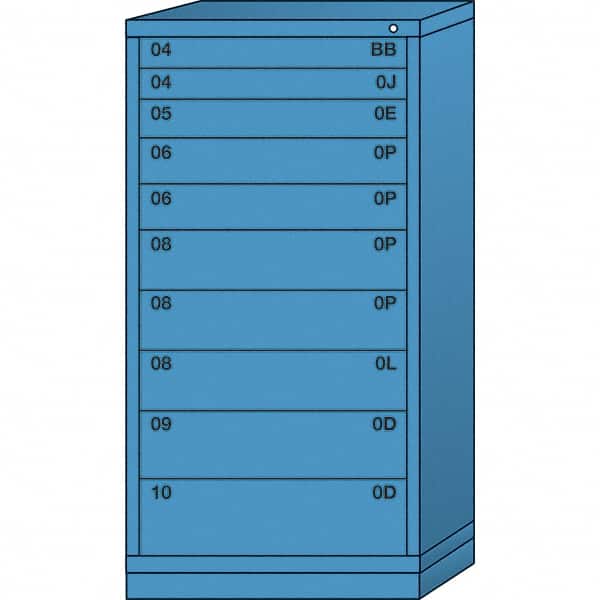 Lyon - 10 Drawer, Standard Eye-Level - Single Drawer Access Cabinet - Steel, 30" Wide x 28-1/4" Deep x 59-1/4" High, Wedgewood Blue - Exact Tooling