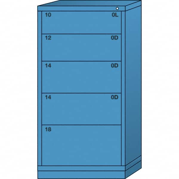 Lyon - 5 Drawer, Standard Eye-Level - Multiple Drawer Access Cabinet - Steel, 30" Wide x 28-1/4" Deep x 59-1/4" High, Wedgewood Blue - Exact Tooling
