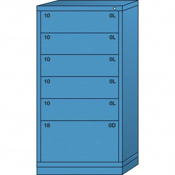 Lyon - 6 Drawer, Standard Eye-Level - Multiple Drawer Access Cabinet - Steel, 30" Wide x 28-1/4" Deep x 59-1/4" High, Wedgewood Blue - Exact Tooling