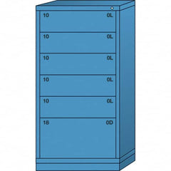 Lyon - 6 Drawer, Standard Eye-Level - Single Drawer Access Cabinet - Steel, 30" Wide x 28-1/4" Deep x 59-1/4" High, Wedgewood Blue - Exact Tooling