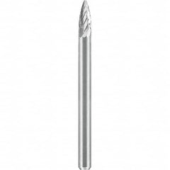 SGS Pro - 1/8" Cut Diam, 1/8" Shank Diam, Tungsten Carbide Double Cut Pointed Tree Burr - Exact Tooling