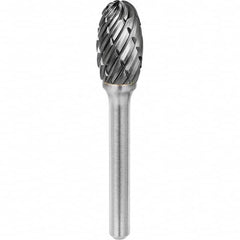 SGS Pro - 1/2" Cut Diam, 1/4" Shank Diam, Tungsten Carbide Steel Cut Oval Burr - Exact Tooling