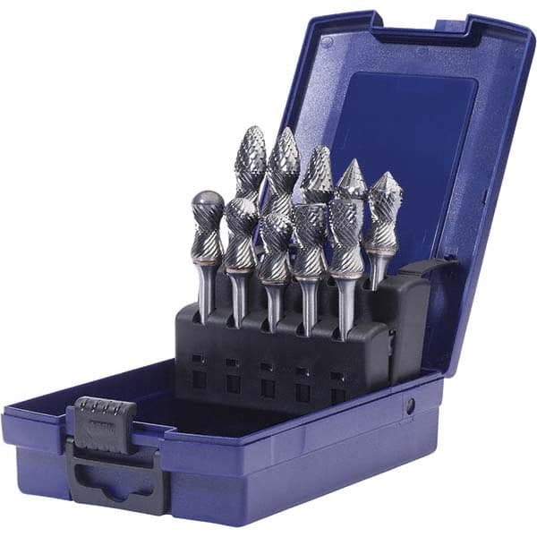 SGS Pro - Burr Sets Head Shape: Radius/Cylinder w/Endcut; Radius/Ball Nose Cylinder; Radius/Ball Nose Tree; Radius/90 Cone; Pointed Tree; Cylinder; Ball Nose Cone Tooth Style: Double Cut - Exact Tooling