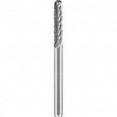 SGS Pro - 1/8" Cut Diam, 1/8" Shank Diam, Tungsten Carbide Double Cut Ball Nose Cylinder Burr - Exact Tooling