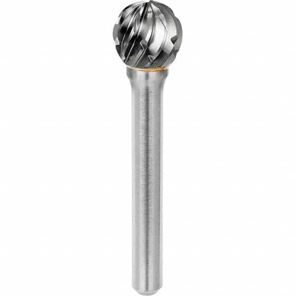 SGS Pro - 1/2" Cut Diam, 1/4" Shank Diam, Tungsten Carbide Steel Cut Ball Burr - Exact Tooling