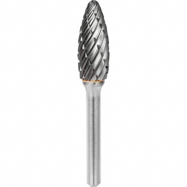 SGS Pro - 5/16" Cut Diam, 1/4" Shank Diam, Tungsten Carbide Steel Cut Flame Burr - Exact Tooling
