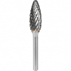 SGS Pro - 1/2" Cut Diam, 1/4" Shank Diam, Tungsten Carbide Steel Cut Flame Burr - Exact Tooling