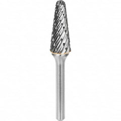 SGS Pro - 3/8" Cut Diam, 1/4" Shank Diam, Tungsten Carbide Steel Cut Ball Nose Cone Burr - Exact Tooling