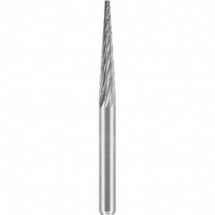 SGS Pro - 1/8" Cut Diam, 1/8" Shank Diam, Tungsten Carbide Double Cut Cone Burr - Exact Tooling