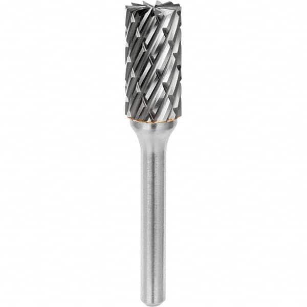 SGS Pro - 3/8" Cut Diam, 1/4" Shank Diam, Tungsten Carbide Steel Cut Cylinder Burr with End Cut - Exact Tooling