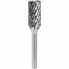 SGS Pro - 3/8" Cut Diam, 1/4" Shank Diam, Tungsten Carbide Steel Cut Cylinder Burr with End Cut - Exact Tooling