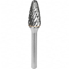 SGS Pro - 3/8" Cut Diam, 1/4" Shank Diam, Tungsten Carbide Steel Cut Ball Nose Tree Burr - Exact Tooling