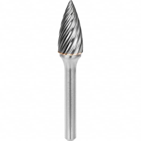 SGS Pro - 1/2" Cut Diam, 1/4" Shank Diam, Tungsten Carbide Inox Cut Pointed Tree Burr - Exact Tooling