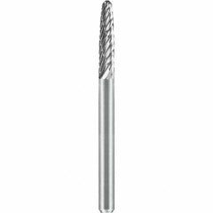 SGS Pro - 1/8" Cut Diam, 1/8" Shank Diam, Tungsten Carbide Double Cut Ball Nose Tree Burr - Exact Tooling