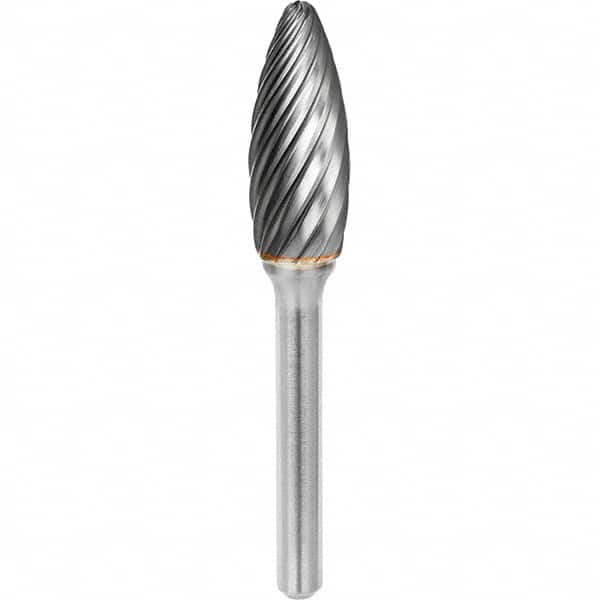 SGS Pro - 1/2" Cut Diam, 1/4" Shank Diam, Tungsten Carbide Inox Cut Flame Burr - Exact Tooling