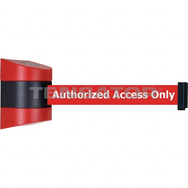 Tensator - 7-1/4" High x 4-3/4" Long x 4-3/4" Wide Magnetic Wall Mount Barrier - Red Powdercoat Finish, Black/Red, Use with Wall Mount - Exact Tooling