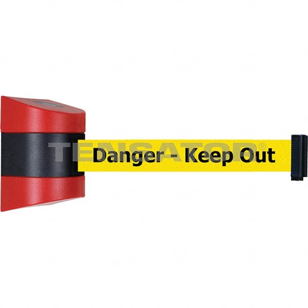 Tensator - 7-1/4" High x 4-3/4" Long x 4-3/4" Wide Magnetic Wall Mount Barrier - Red Powdercoat Finish, Red/Black, Use with Wall Mount - Exact Tooling