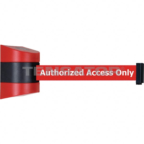 Tensator - 5-1/2" High x 3-1/4" Long x 3-1/4" Wide Magnetic Wall Mount Barrier - Metal, Red Powdercoat Finish, Red/Black, Use with Wall Mount - Exact Tooling